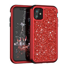 Silicone Matte Finish and Plastic Back Cover Case 360 Degrees Bling-Bling for Apple iPhone 11 Red