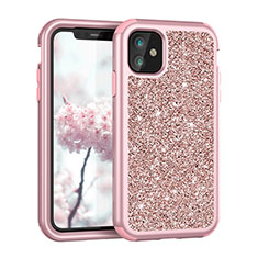 Silicone Matte Finish and Plastic Back Cover Case 360 Degrees Bling-Bling for Apple iPhone 11 Rose Gold