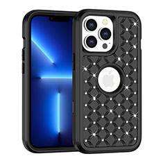 Silicone Matte Finish and Plastic Back Cover Case 360 Degrees Bling-Bling for Apple iPhone 13 Pro Black