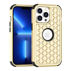 Silicone Matte Finish and Plastic Back Cover Case 360 Degrees Bling-Bling for Apple iPhone 13 Pro Max Gold and Black
