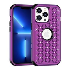 Silicone Matte Finish and Plastic Back Cover Case 360 Degrees Bling-Bling for Apple iPhone 13 Pro Purple