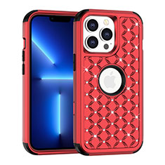 Silicone Matte Finish and Plastic Back Cover Case 360 Degrees Bling-Bling for Apple iPhone 13 Pro Red