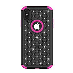 Silicone Matte Finish and Plastic Back Cover Case 360 Degrees Bling-Bling for Apple iPhone X Mixed