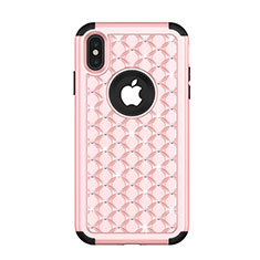 Silicone Matte Finish and Plastic Back Cover Case 360 Degrees Bling-Bling for Apple iPhone Xs Max Rose Gold