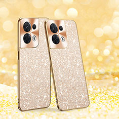 Silicone Matte Finish and Plastic Back Cover Case 360 Degrees Bling-Bling for Oppo Reno8 5G Gold