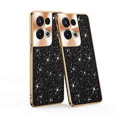 Silicone Matte Finish and Plastic Back Cover Case 360 Degrees Bling-Bling for Oppo Reno8 Pro+ Plus 5G Black