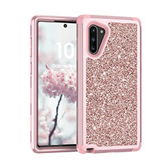 Silicone Matte Finish and Plastic Back Cover Case 360 Degrees Bling-Bling for Samsung Galaxy Note 10 5G Rose Gold