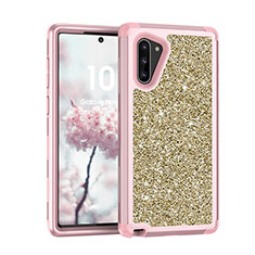 Silicone Matte Finish and Plastic Back Cover Case 360 Degrees Bling-Bling for Samsung Galaxy Note 10 Pink
