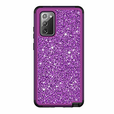 Silicone Matte Finish and Plastic Back Cover Case 360 Degrees Bling-Bling for Samsung Galaxy Note 20 5G Purple