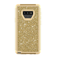 Silicone Matte Finish and Plastic Back Cover Case 360 Degrees Bling-Bling for Samsung Galaxy Note 9 Gold