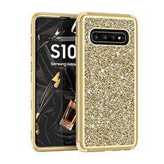 Silicone Matte Finish and Plastic Back Cover Case 360 Degrees Bling-Bling for Samsung Galaxy S10 5G Gold