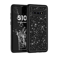 Silicone Matte Finish and Plastic Back Cover Case 360 Degrees Bling-Bling for Samsung Galaxy S10 Plus Black