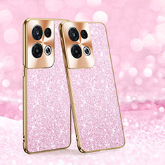 Silicone Matte Finish and Plastic Back Cover Case 360 Degrees Bling-Bling GS1 for Oppo Reno8 Pro 5G Pink