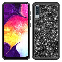 Silicone Matte Finish and Plastic Back Cover Case 360 Degrees Bling-Bling JX1 for Samsung Galaxy A50S Black