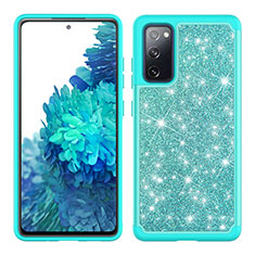 Silicone Matte Finish and Plastic Back Cover Case 360 Degrees Bling-Bling JX1 for Samsung Galaxy S20 FE (2022) 5G Cyan