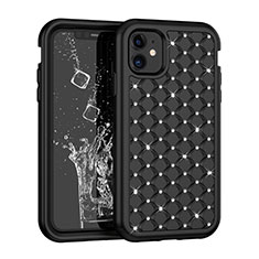 Silicone Matte Finish and Plastic Back Cover Case 360 Degrees Bling-Bling U01 for Apple iPhone 11 Black