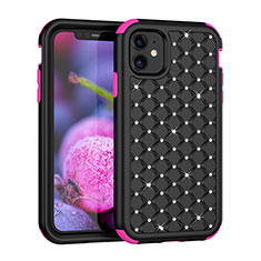 Silicone Matte Finish and Plastic Back Cover Case 360 Degrees Bling-Bling U01 for Apple iPhone 11 Pink