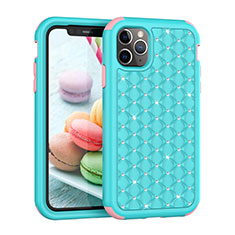 Silicone Matte Finish and Plastic Back Cover Case 360 Degrees Bling-Bling U01 for Apple iPhone 11 Pro Cyan