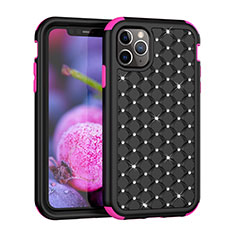 Silicone Matte Finish and Plastic Back Cover Case 360 Degrees Bling-Bling U01 for Apple iPhone 11 Pro Pink