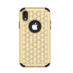 Silicone Matte Finish and Plastic Back Cover Case 360 Degrees Bling-Bling U01 for Apple iPhone XR Gold