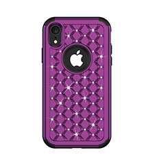 Silicone Matte Finish and Plastic Back Cover Case 360 Degrees Bling-Bling U01 for Apple iPhone XR Purple