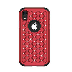 Silicone Matte Finish and Plastic Back Cover Case 360 Degrees Bling-Bling U01 for Apple iPhone XR Red