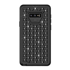 Silicone Matte Finish and Plastic Back Cover Case 360 Degrees Bling-Bling U01 for Samsung Galaxy Note 9 Black