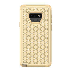Silicone Matte Finish and Plastic Back Cover Case 360 Degrees Bling-Bling U01 for Samsung Galaxy Note 9 Gold