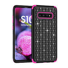 Silicone Matte Finish and Plastic Back Cover Case 360 Degrees Bling-Bling U01 for Samsung Galaxy S10 5G Black