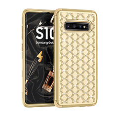 Silicone Matte Finish and Plastic Back Cover Case 360 Degrees Bling-Bling U01 for Samsung Galaxy S10 5G Gold