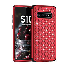 Silicone Matte Finish and Plastic Back Cover Case 360 Degrees Bling-Bling U01 for Samsung Galaxy S10 5G Red