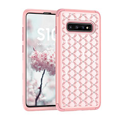 Silicone Matte Finish and Plastic Back Cover Case 360 Degrees Bling-Bling U01 for Samsung Galaxy S10 5G Rose Gold