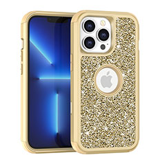 Silicone Matte Finish and Plastic Back Cover Case 360 Degrees Bling-Bling YJ1 for Apple iPhone 13 Pro Gold