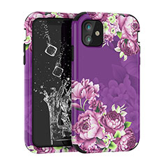 Silicone Matte Finish and Plastic Back Cover Case 360 Degrees for Apple iPhone 11 Purple