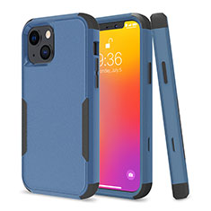 Silicone Matte Finish and Plastic Back Cover Case 360 Degrees for Apple iPhone 13 Blue and Black