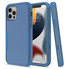 Silicone Matte Finish and Plastic Back Cover Case 360 Degrees for Apple iPhone 13 Pro Blue