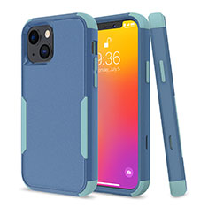 Silicone Matte Finish and Plastic Back Cover Case 360 Degrees for Apple iPhone 13 Sky Blue