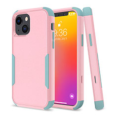 Silicone Matte Finish and Plastic Back Cover Case 360 Degrees for Apple iPhone 14 Plus Pink