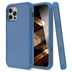 Silicone Matte Finish and Plastic Back Cover Case 360 Degrees for Apple iPhone 14 Pro Blue