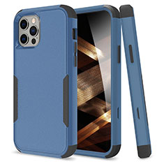 Silicone Matte Finish and Plastic Back Cover Case 360 Degrees for Apple iPhone 14 Pro Max Blue and Black