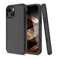 Silicone Matte Finish and Plastic Back Cover Case 360 Degrees for Apple iPhone 15 Black