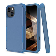 Silicone Matte Finish and Plastic Back Cover Case 360 Degrees for Apple iPhone 15 Blue