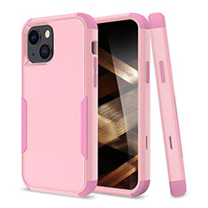Silicone Matte Finish and Plastic Back Cover Case 360 Degrees for Apple iPhone 15 Hot Pink