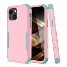 Silicone Matte Finish and Plastic Back Cover Case 360 Degrees for Apple iPhone 15 Pink