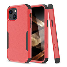 Silicone Matte Finish and Plastic Back Cover Case 360 Degrees for Apple iPhone 15 Plus Red