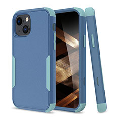Silicone Matte Finish and Plastic Back Cover Case 360 Degrees for Apple iPhone 15 Plus Sky Blue