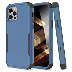 Silicone Matte Finish and Plastic Back Cover Case 360 Degrees for Apple iPhone 15 Pro Blue and Black