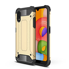Silicone Matte Finish and Plastic Back Cover Case 360 Degrees for Samsung Galaxy A01 SM-A015 Gold