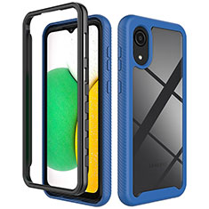 Silicone Matte Finish and Plastic Back Cover Case 360 Degrees for Samsung Galaxy A03 Core Blue