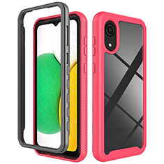Silicone Matte Finish and Plastic Back Cover Case 360 Degrees for Samsung Galaxy A03 Core Hot Pink